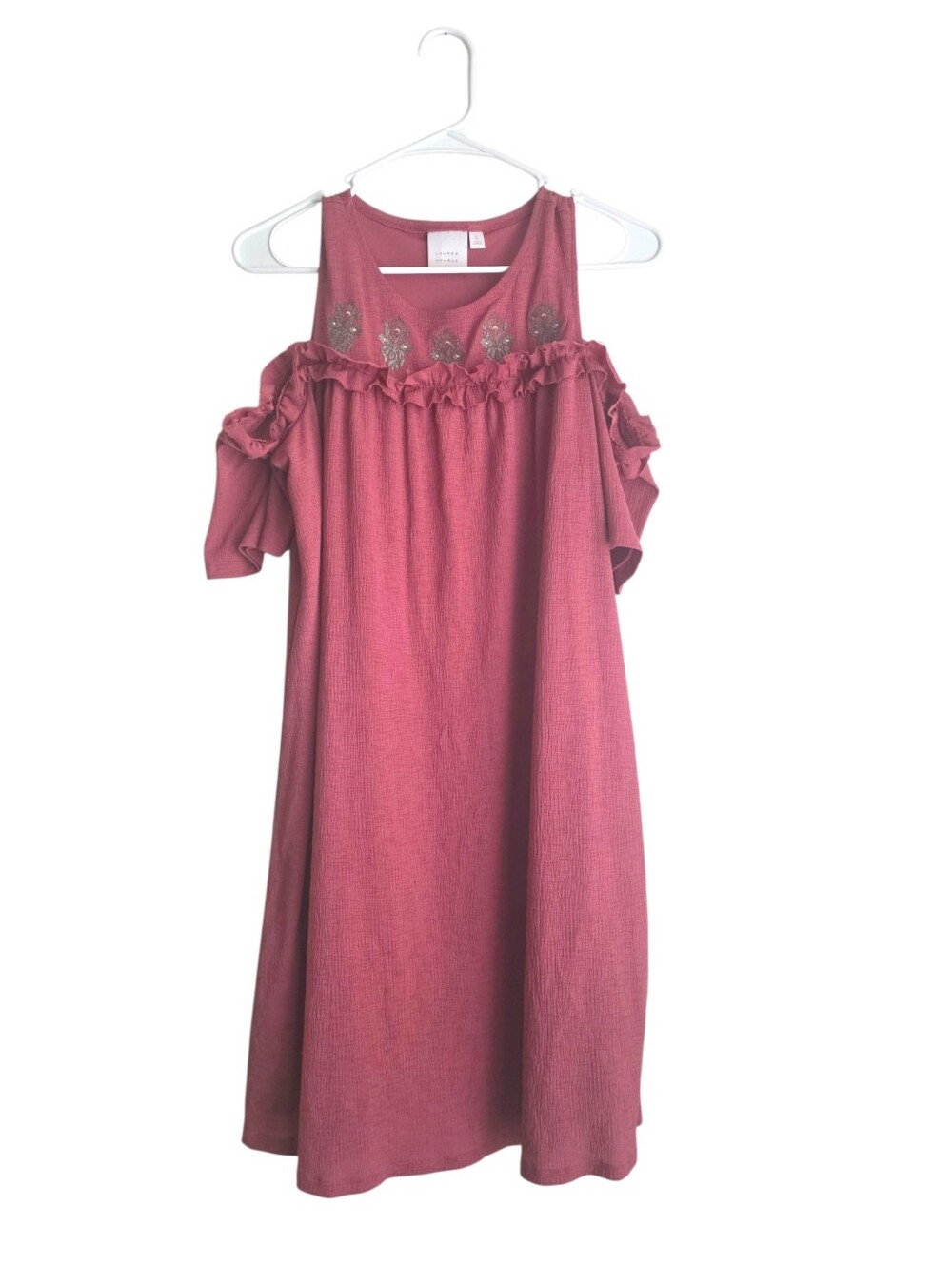 ​Lauren Conrad Cold Shoulder Floral Embroidered Dress Mauve Dusty Rose Large